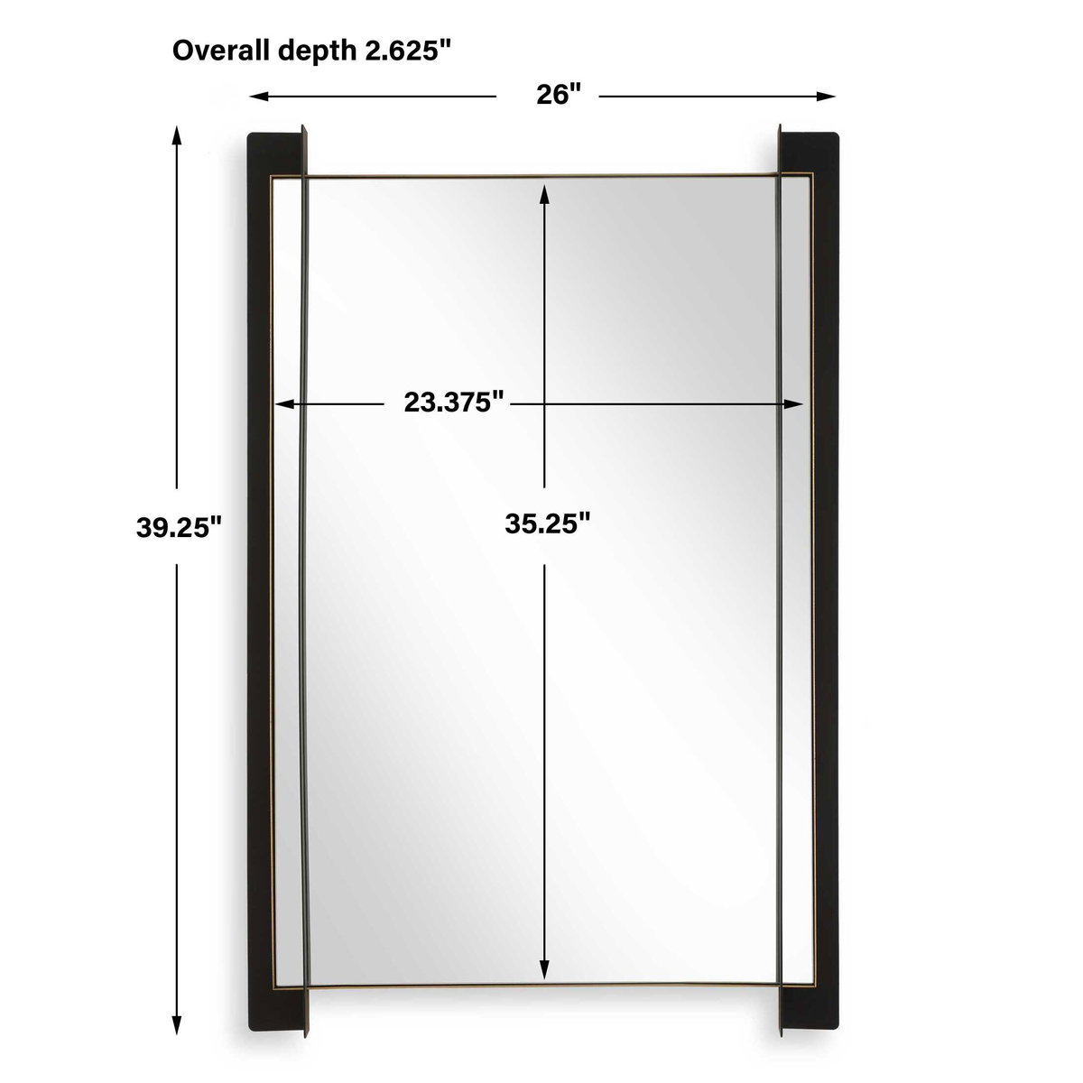 Cunene Industrial Wall Mirror, by Uttermost, 26" width x 39.25" height x 2.62" depth View 3