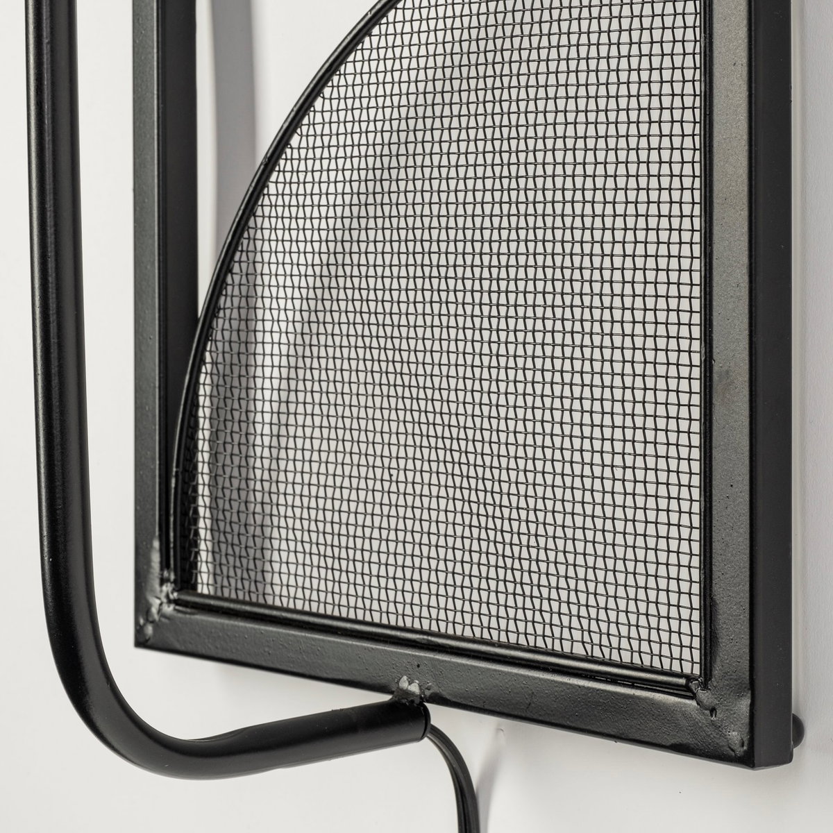 Navin 10x46.5 Black Metal Body White Fabric Shade Rectangular Wall Sconce, by Mercana, 10.04" length x 8.86" width x 46.85" height View 10