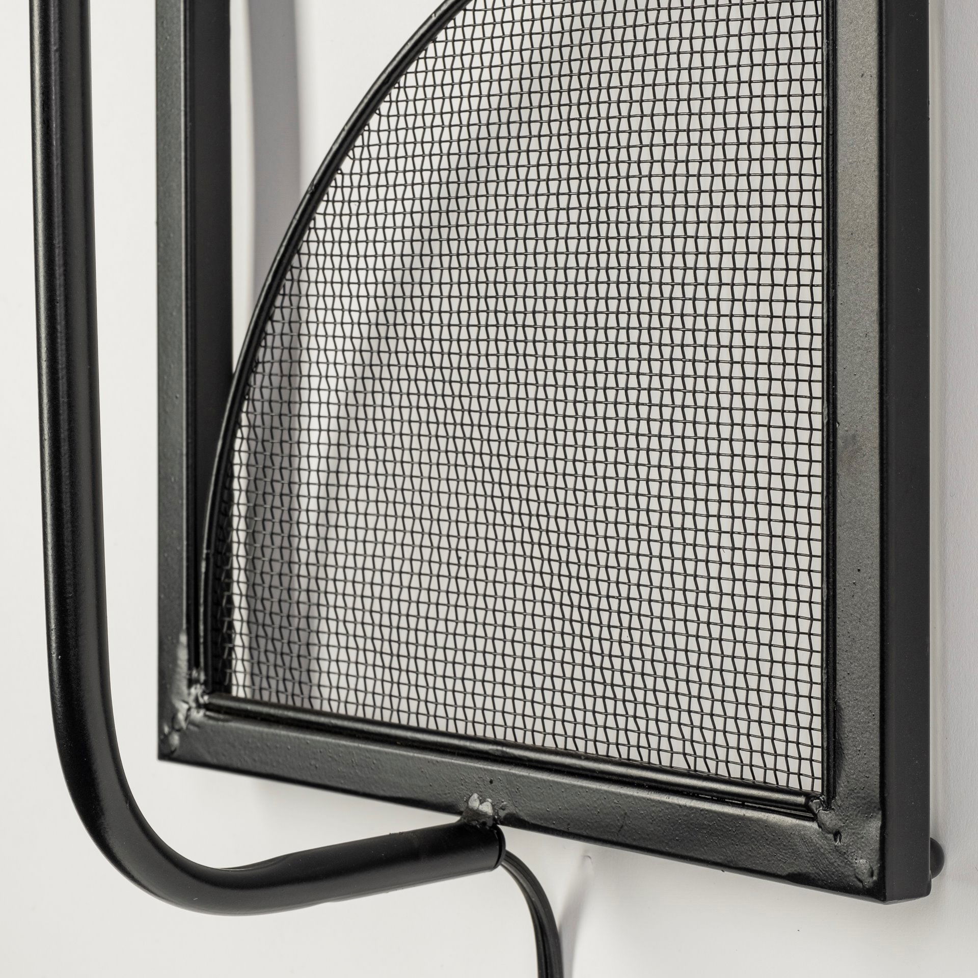 Navin 10x46.5 Black Metal Body White Fabric Shade Rectangular Wall Sconce, by Mercana, 10.04" length x 8.86" width x 46.85" height View 8