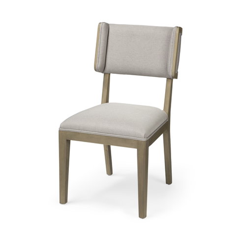 Tenton Open Back Dining Side Chair | Grey Fabric with Brown Wooden