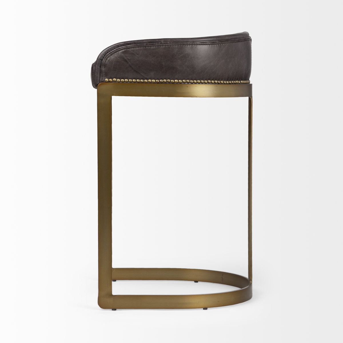 Hollyfield Backless 28.75in Seat Bar Stool | Charcoal Brown Leather, Counter & Bar Stool by Mercana, 20.5" length x 19.7" width x 32.7" height View 5