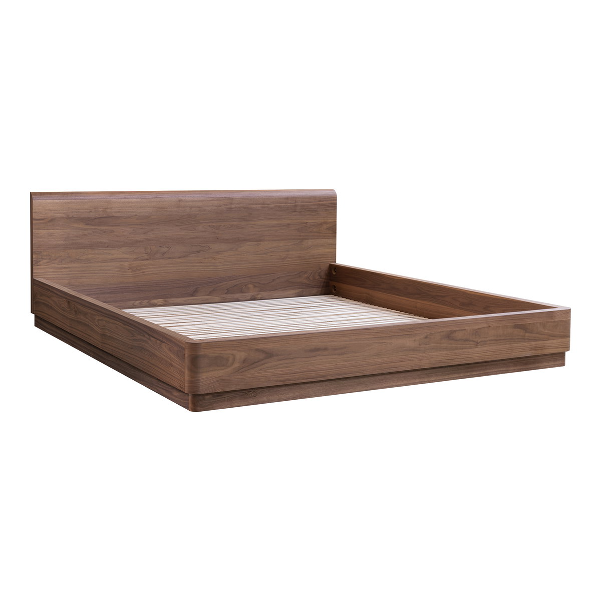 Round Off Queen Bed Walnut Brown, by Moe's Home, 64" width x 30" height x 84" depth View 3
