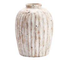 Online Designer Living Room Handcrafted Weathered Terracotta Vase, Small, 11.25"H, White