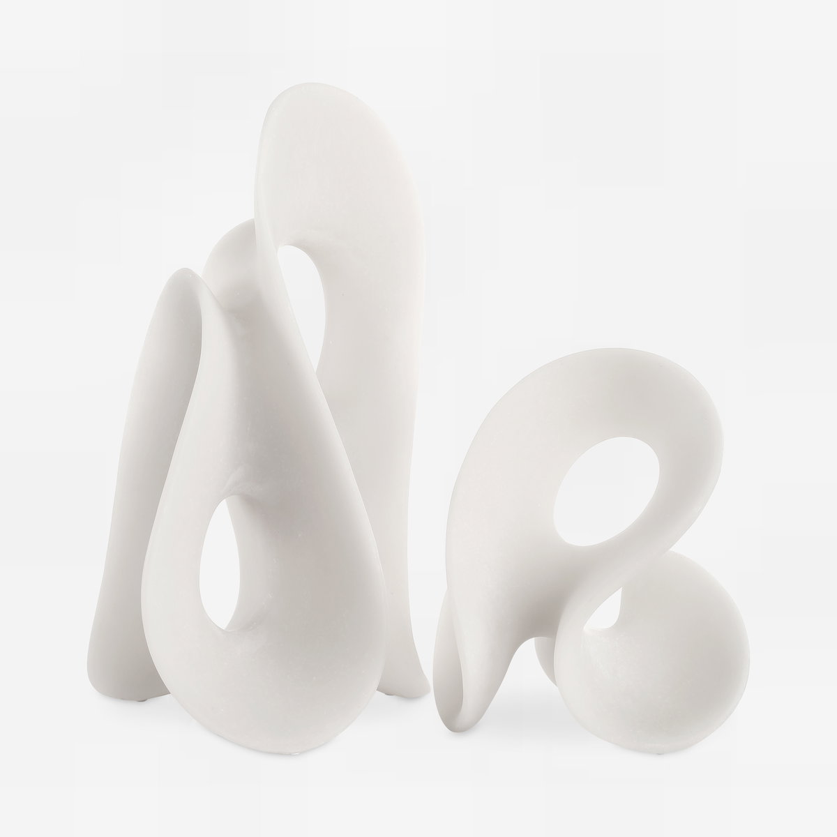 Silent Wave White Sculptures Set/2, Figurines & Statue by Uttermost, 8.75" width x 15" height x 7.5" depth View 1