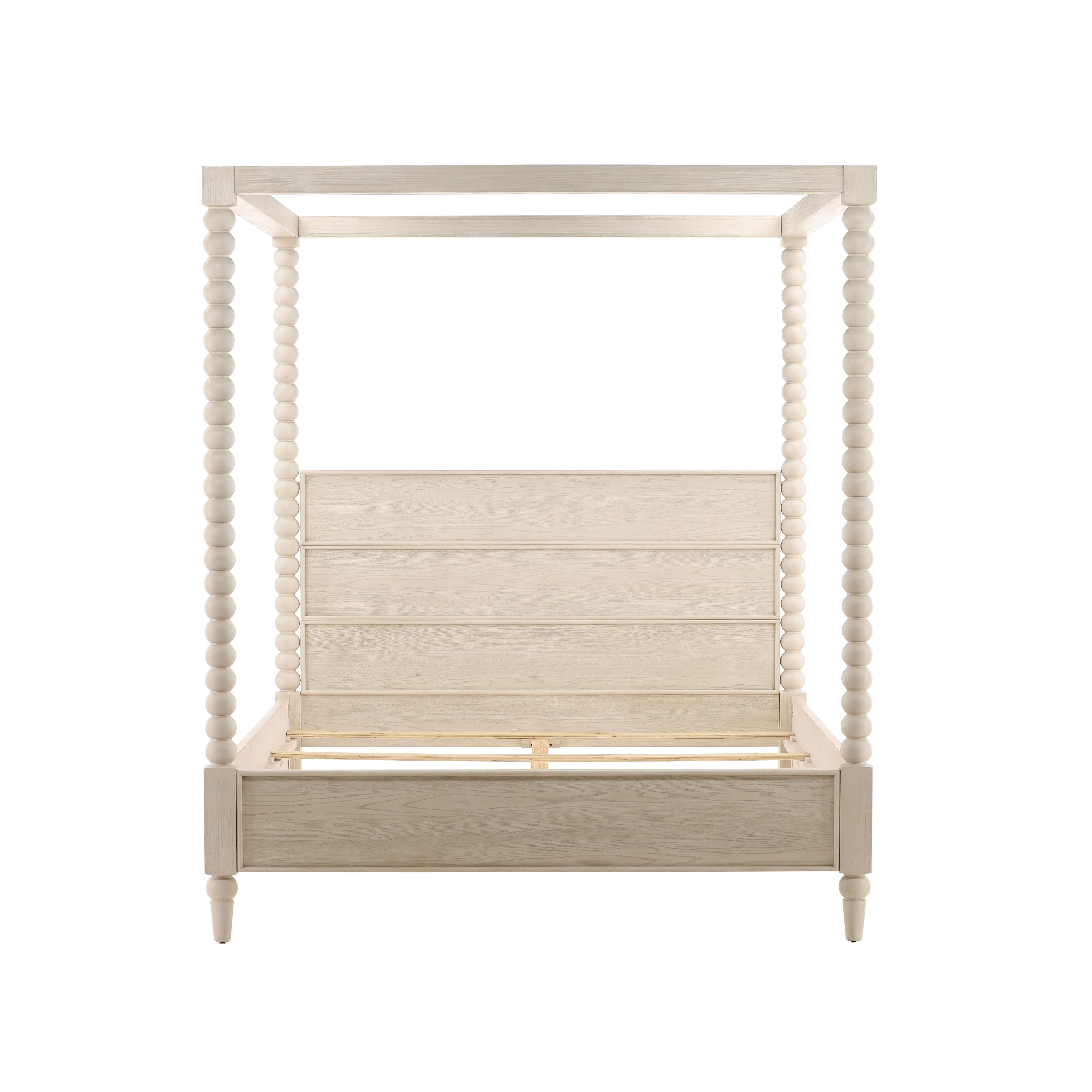 Marcellina Bed King Whitewash, by Dovetail, 81.7" width x 90" height x 87.3" depth View 2