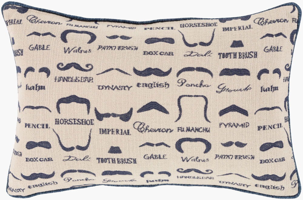 Wax that Stache Lumbar Pillow, Decorative Pillow by Surya, 13" length x 19" width