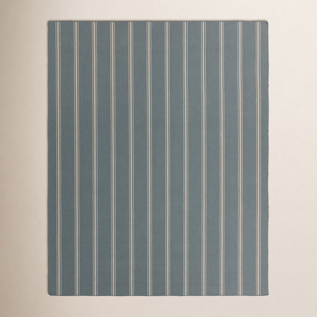 Memento Handmade Indoor/Outdoor Striped Slate/ Ivory, Rug by Jaipur Living, 8' width x 10' height x 0.25" depth View 6