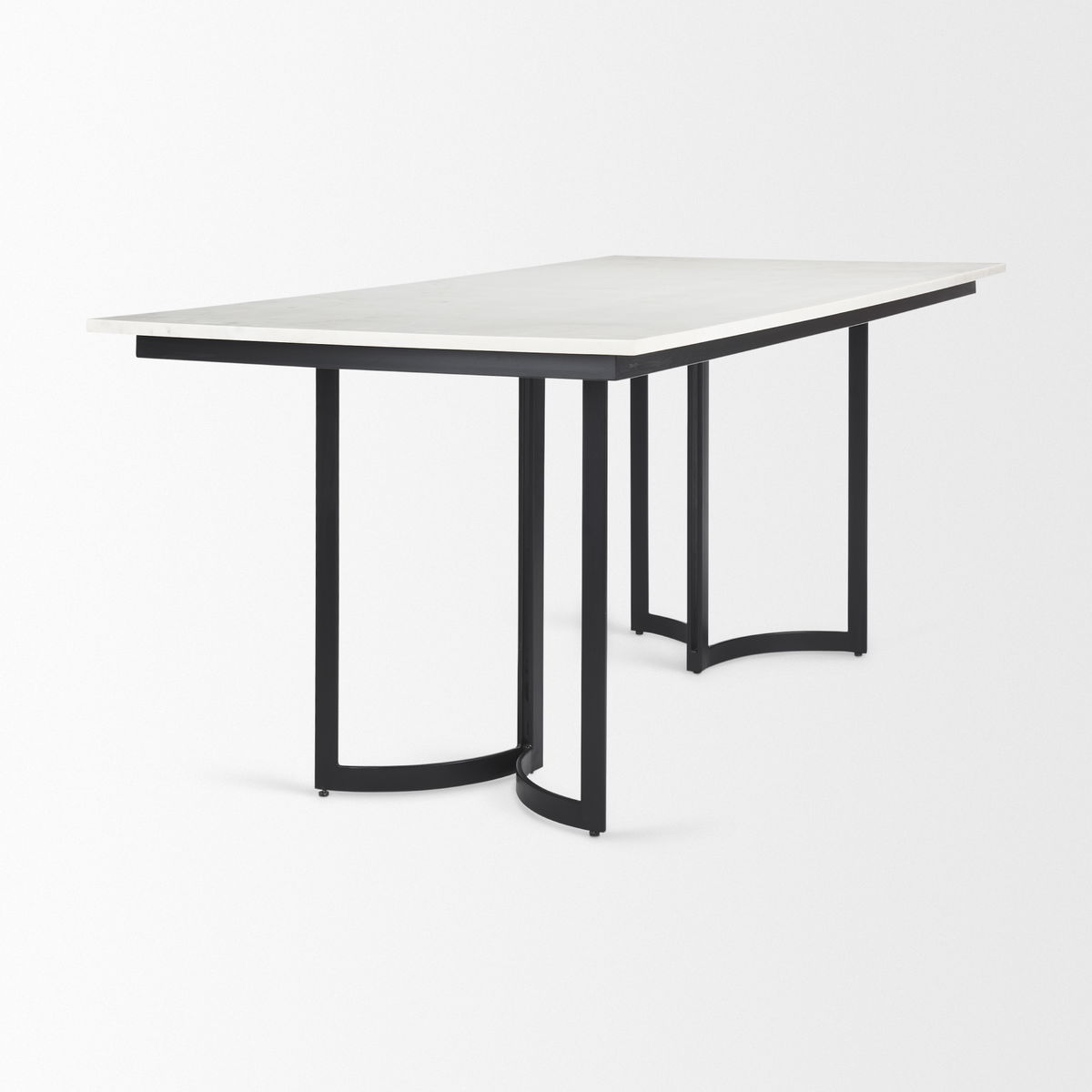 Tanner 71'L x 35'W Rectangular Pedestal Dining Table | Modern | White Marble & Black Metal | Seats 6, by Mercana, 71" length x 35" width x 30" height View 6
