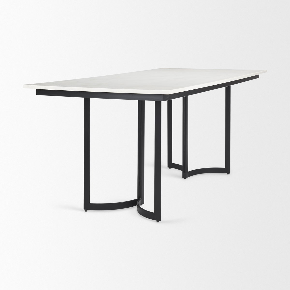 Tanner 71'L x 35'W Rectangular Pedestal Dining Table | Modern | White Marble & Black Metal | Seats 6, by Mercana, 71" length x 35" width x 30" height View 6