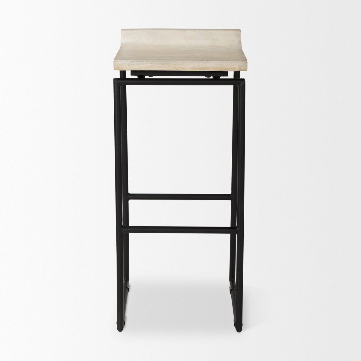 Givens Backless 32in Seat Bar Stool | Natural Wood with Black Metal, Counter & Bar Stool by Mercana, 14.1" length x 15.8" width x 32" height View 3