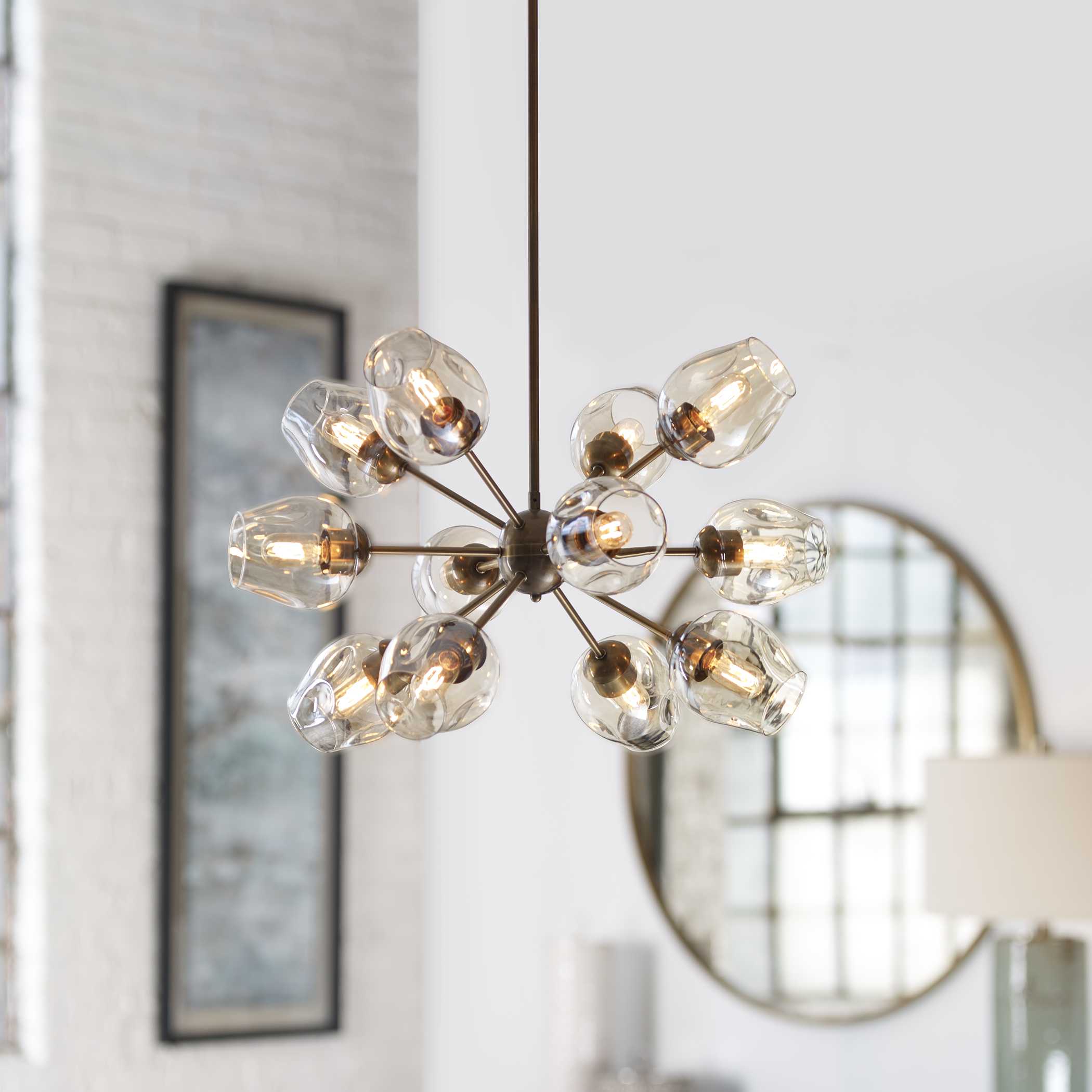 Chet 12 Light Sputnik Chandelier, Ceiling Light by Uttermost, 32.5" width x 20" height x 32.5" diameter x 32.5" depth View 2
