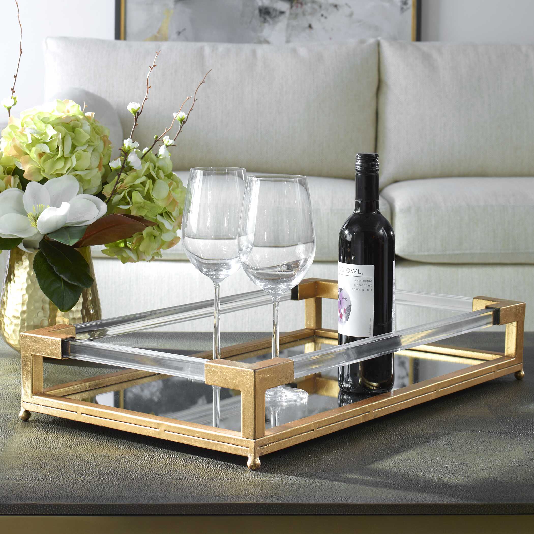 Balkan Mirrored Tray, Decorative by Uttermost, 24.25" width x 4.5" height x 14.5" depth View 2