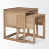 Grier Set of 2 Light Brown Solid Wood with Cane Nesting Accent Tables thumbnail 5