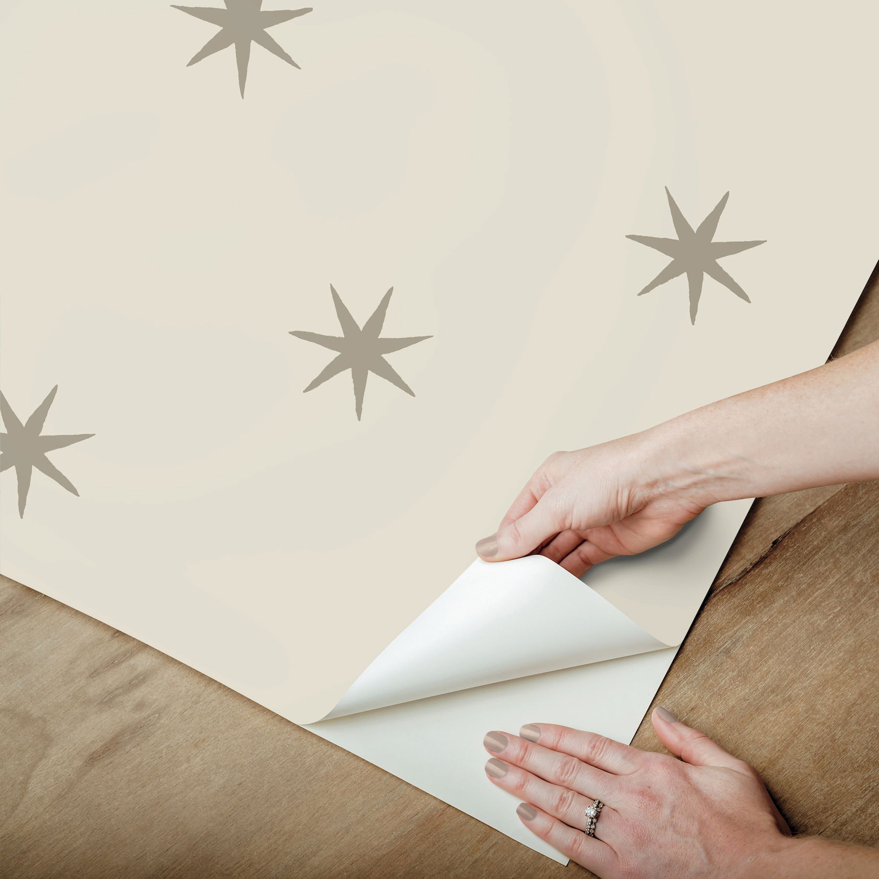 Star Splendor Wicker & Metallic Glint Peel & Stick Wallpaper large image 