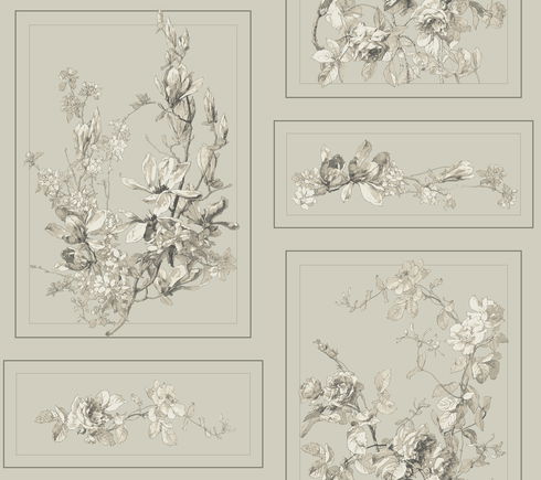 The Magnolia Brown & Grey Wallpaper