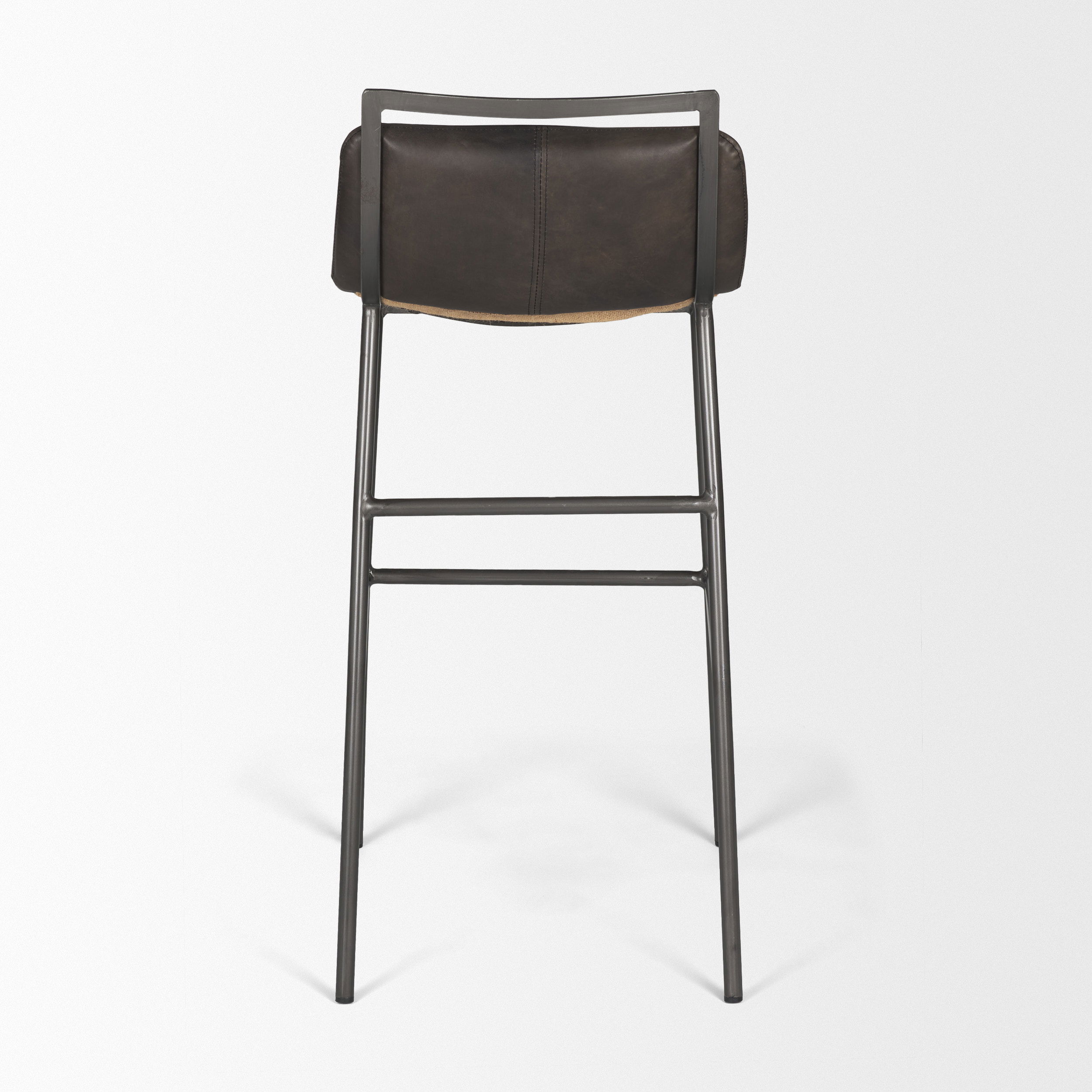 Kavalan 37.5' Total Height Ebony Leather Seat Black Metal Frame Bar Stool large image 