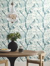 Peacock Block Print Teal Wallpaper thumbnail 1
