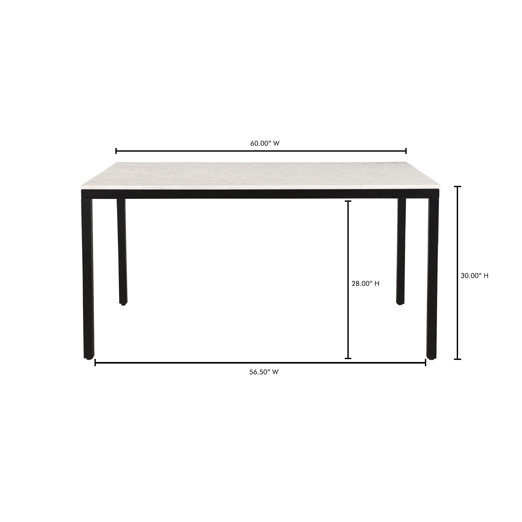 Parson Marble Small Dining Table White, by Moe's Home, 60" width x 30" height x 36" depth View 11