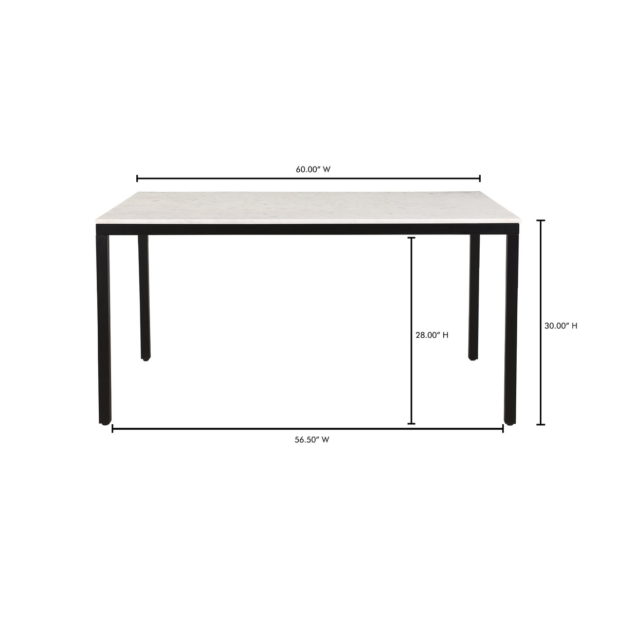 Parson Marble Small Dining Table White, by Moe's Home, 60" width x 30" height x 36" depth View 11