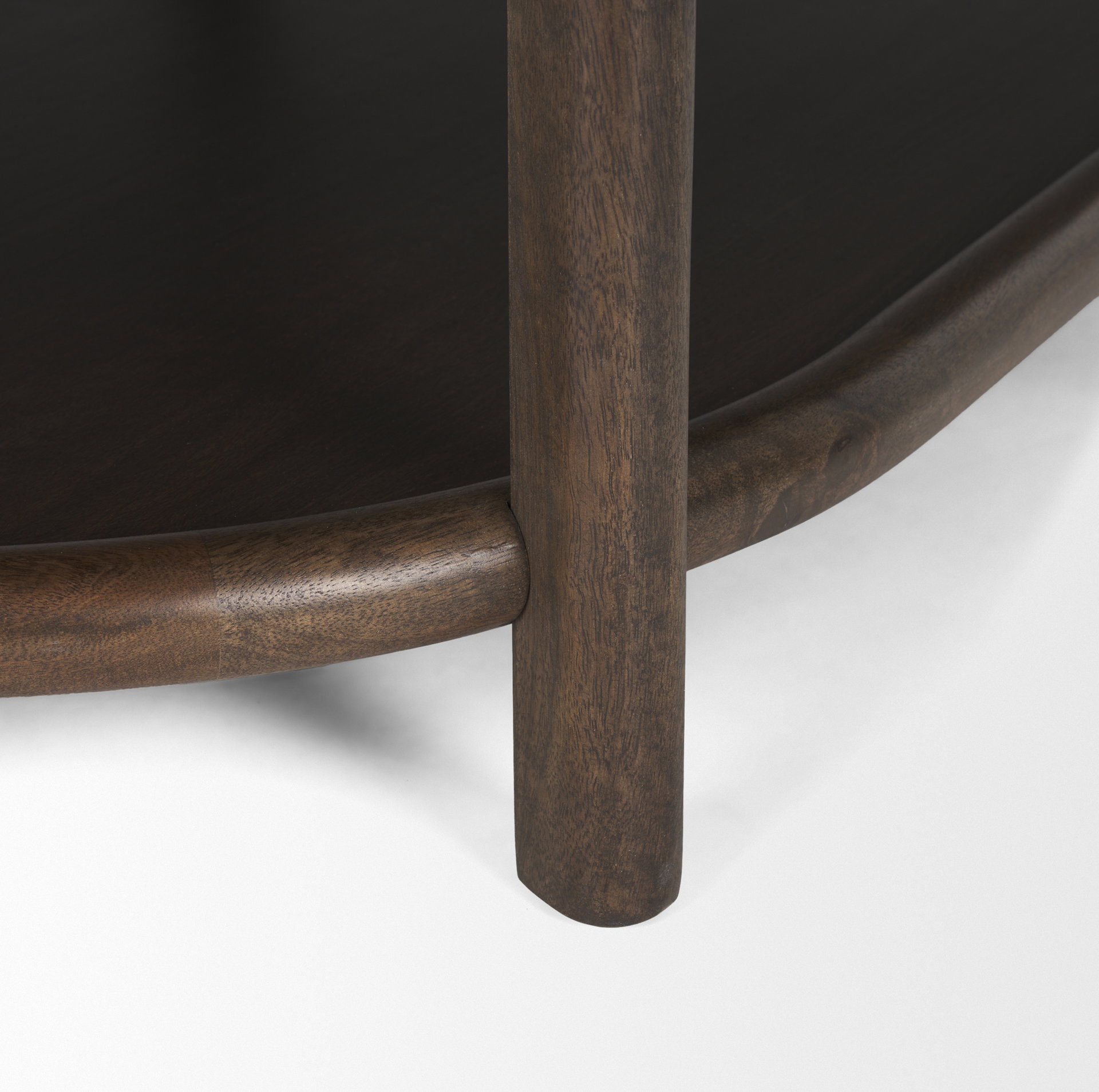 Romi Dark Brown Wood with Bottom Shelf Oval Coffee Table, by Mercana, 55.5" length x 35" width x 17" height View 10