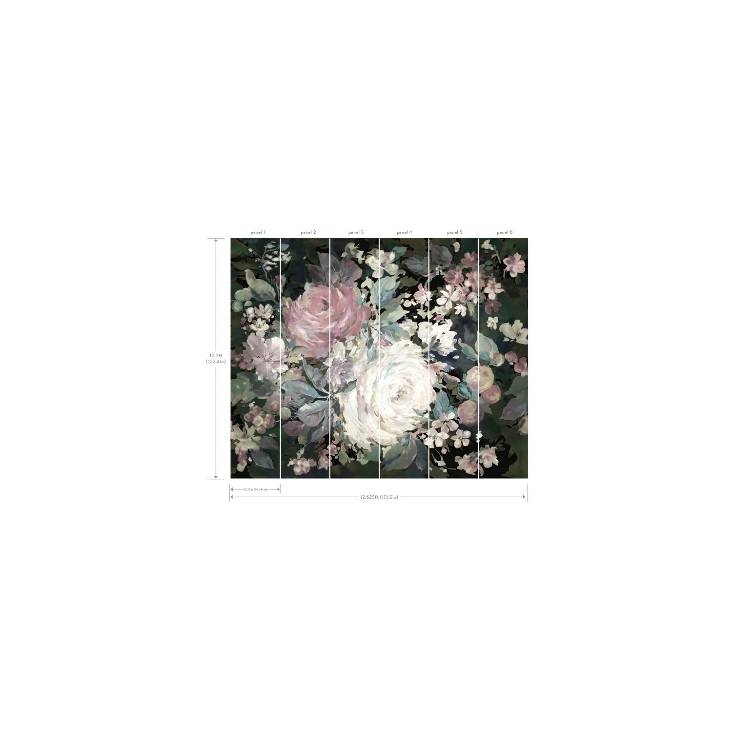 Impressionist Floral Pink Wall Mural large image 