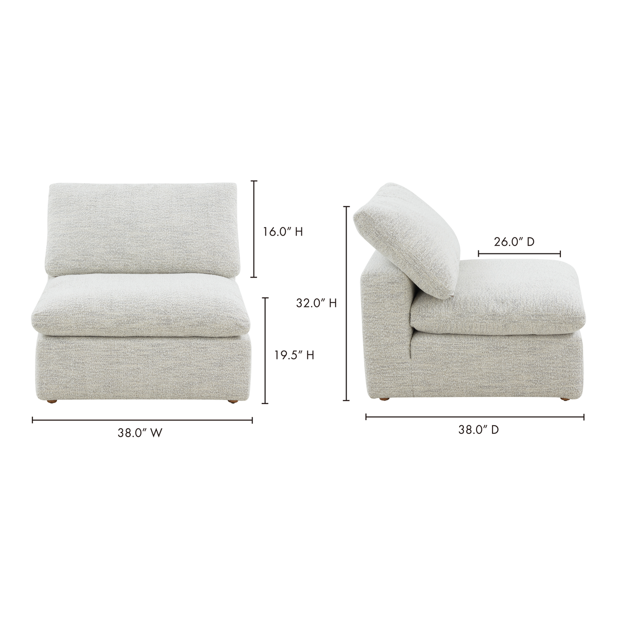 Terra Condo Slipper Chair Coastside Sand, Accent Chair by Moe's Home, 38" width x 32.3" height x 38" depth View 13