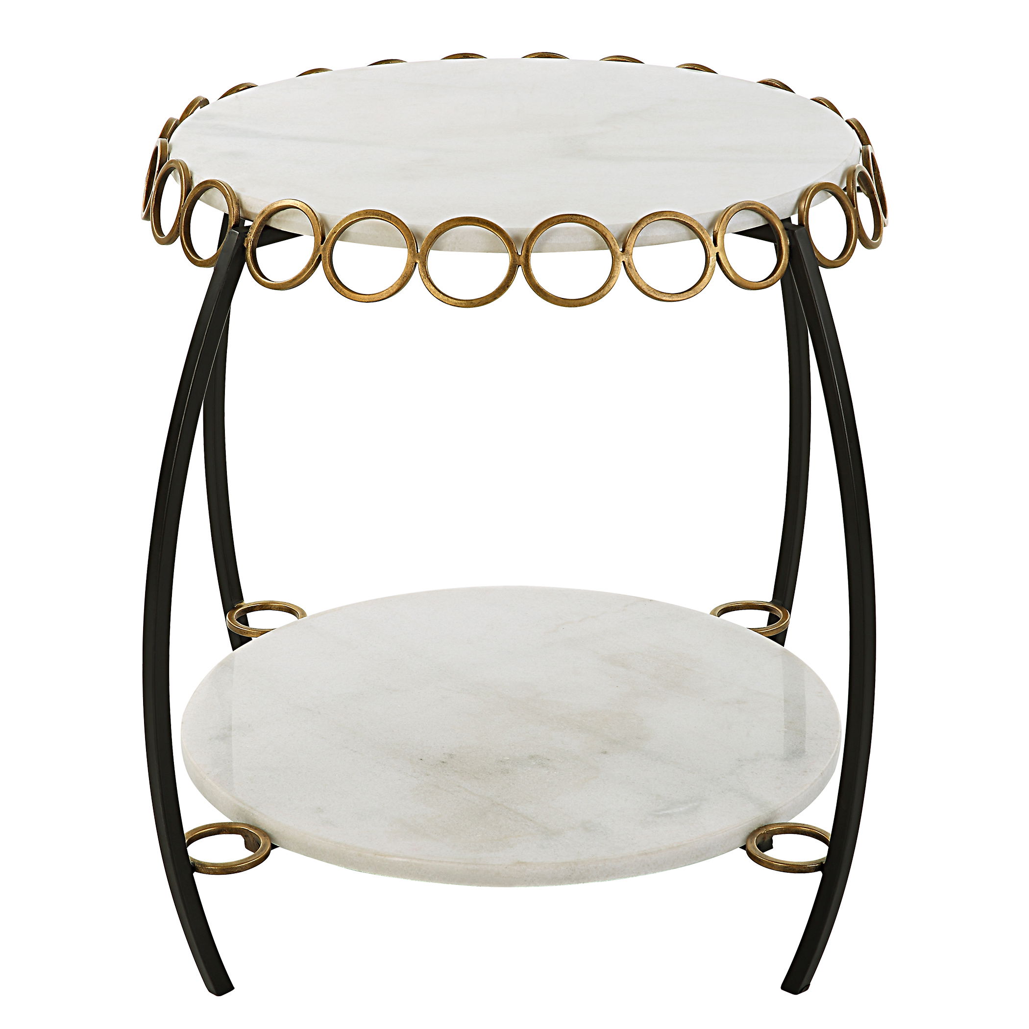 Chainlink White Marble Side Table, Furniture by Uttermost, 25.25" width x 21.75" height x 25.25" depth View 1