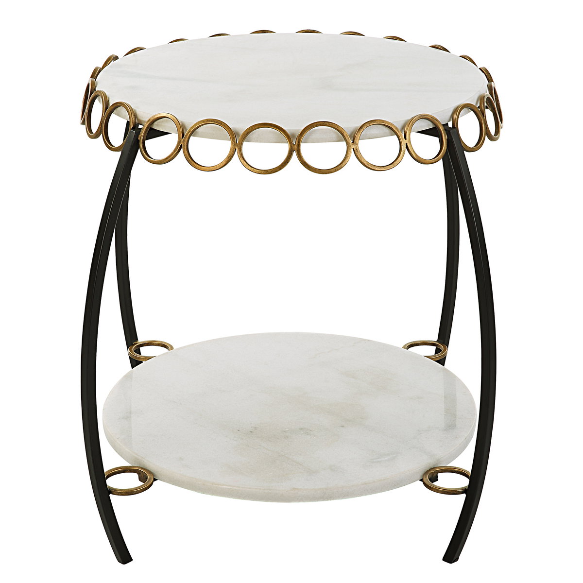 Chainlink White Marble Side Table, Furniture by Uttermost, 25.25" width x 21.75" height x 25.25" depth View 1