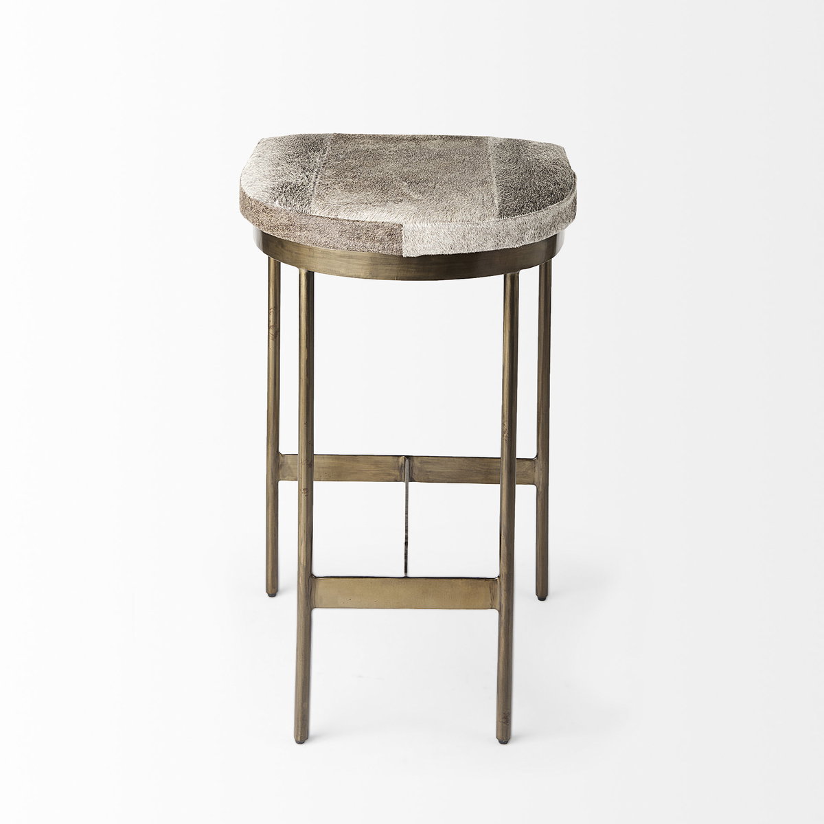 Millie Backless 26.25in Seat Counter Stool | Gray Hair-On-Hide, Counter & Bar Stool by Mercana, 16.75" length x 17.75" width x 26" height View 9