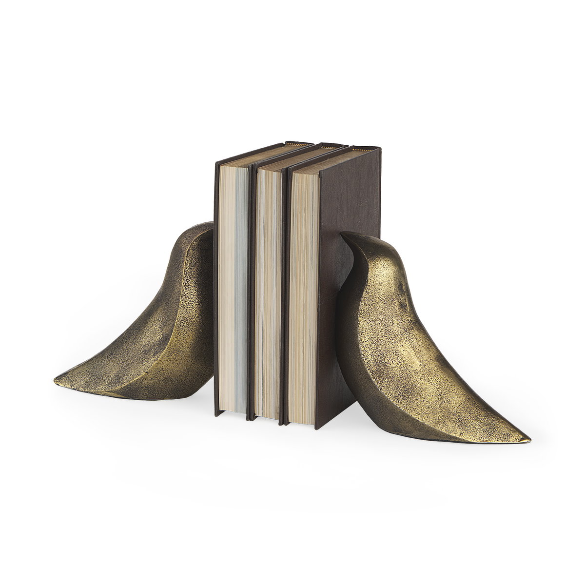 Dover (Set of 2) 15L x 4W Gold Aluminum Dove Bookends, by Mercana, 14.57" length x 3.74" width x 2.76" height View 1