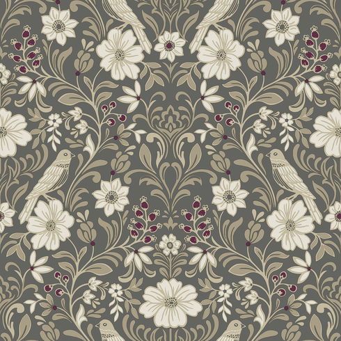 Colette Charcoal Wallpaper