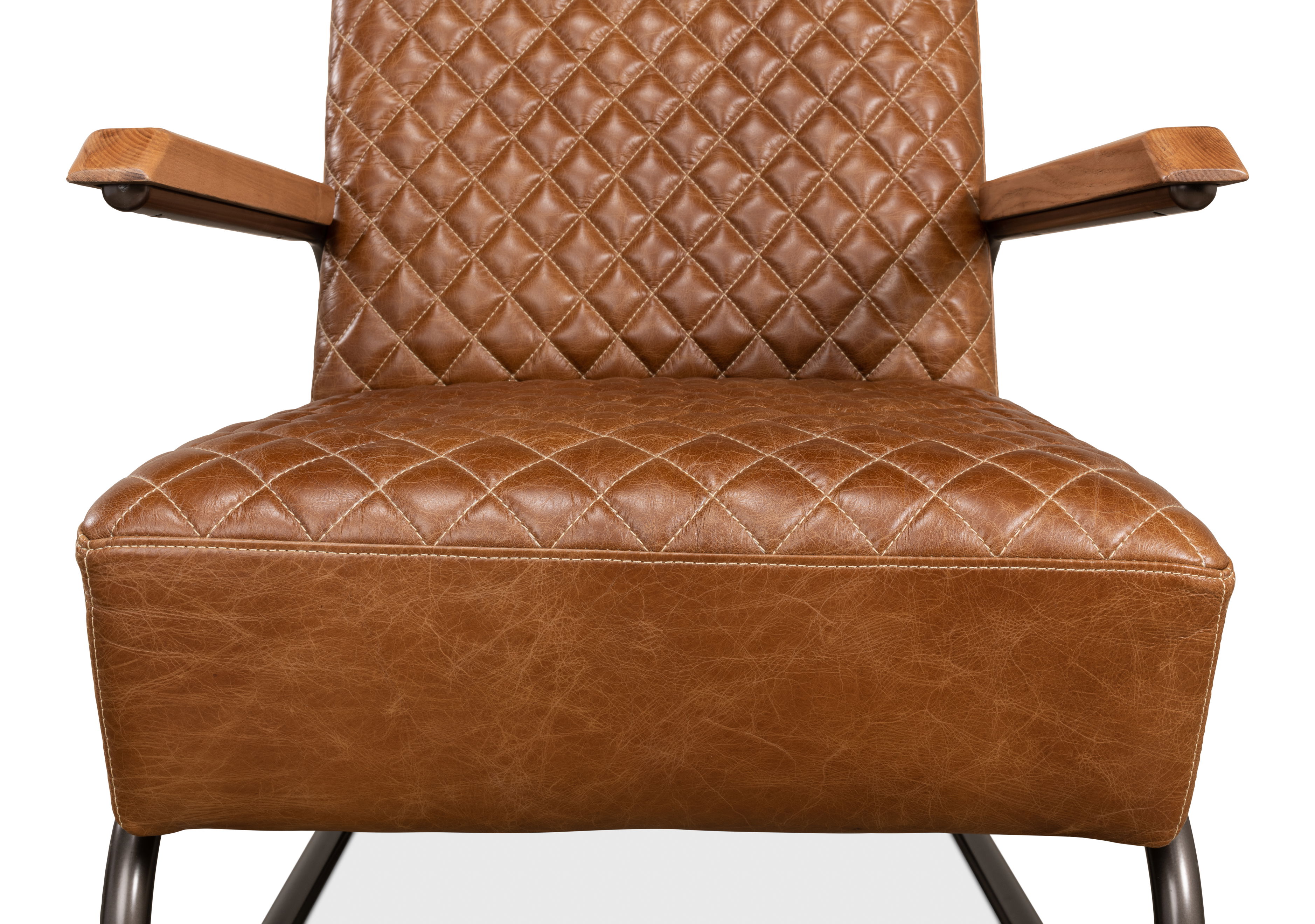Beverly Hills Chair, Cuba Brown Leather, Seating by Sarreid, 28" length x 33" width x 33" height View 13