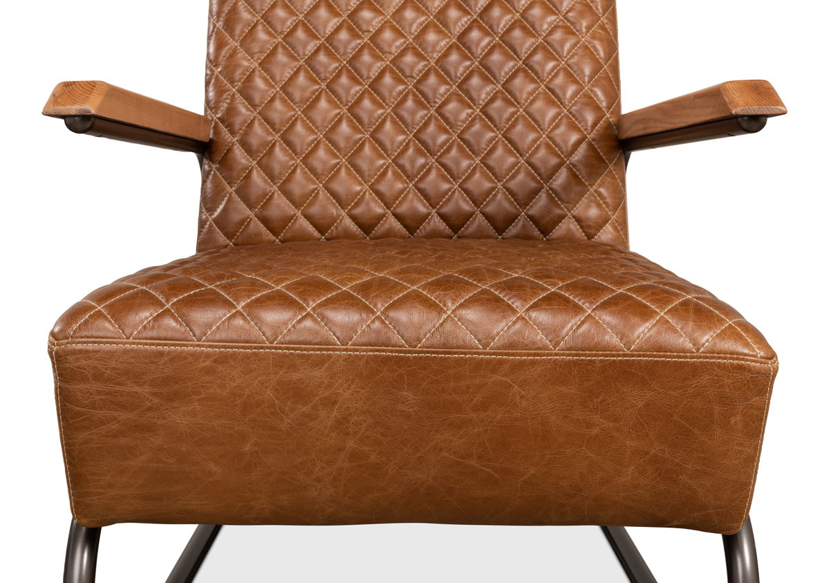 Beverly Hills Chair  Cuba Brown Leather, by Sarreid, 2'9" length x 2'4" width x 2'9" height View 13