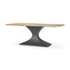 Maxton 79'L x 39'W Rectangular Pedestal Dining Table | Light Brown Wood & Gunmetal Metal | Seats 6, by Mercana, 79" length x 39" width x 30" height thumbnail 1