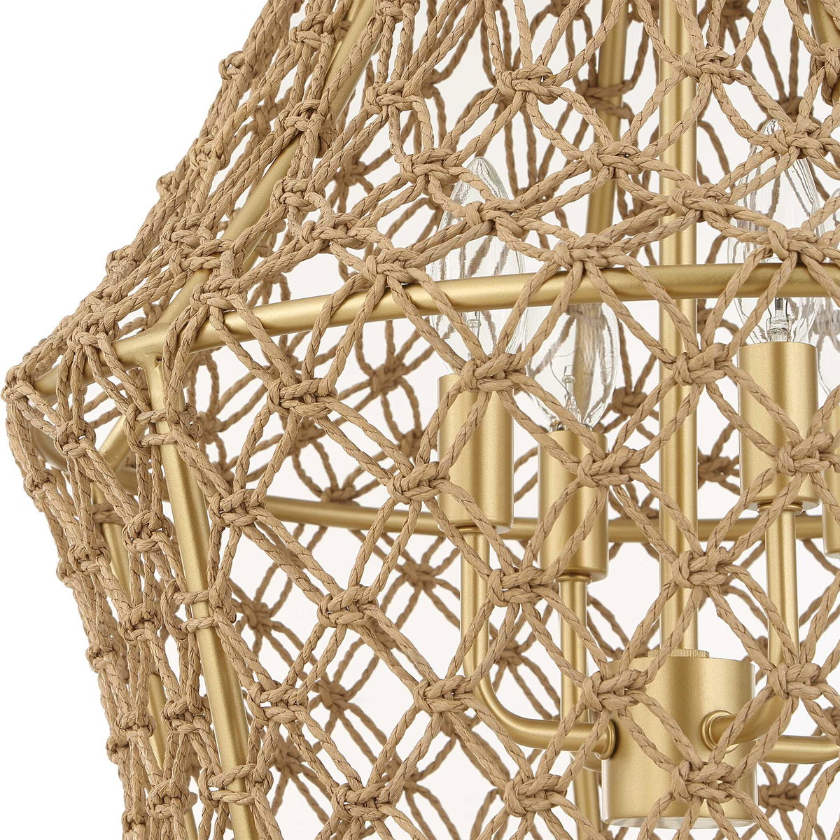 Macrame 4 Light Rope Pendant, by Uttermost, 18" width x 25.5" height x 18" diameter View 7