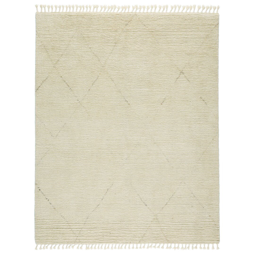 Manesa Hand-Knotted Trellis Cream/ Dark Brown Area Rug large image 