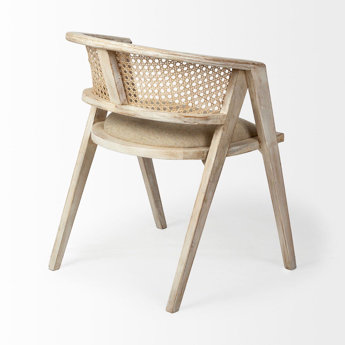 Tabitha Cane Back Dining Arm Chair | Polyester with Blonde Wooden, Dining Chair by Mercana, 23" length x 23" width x 30" height View 7