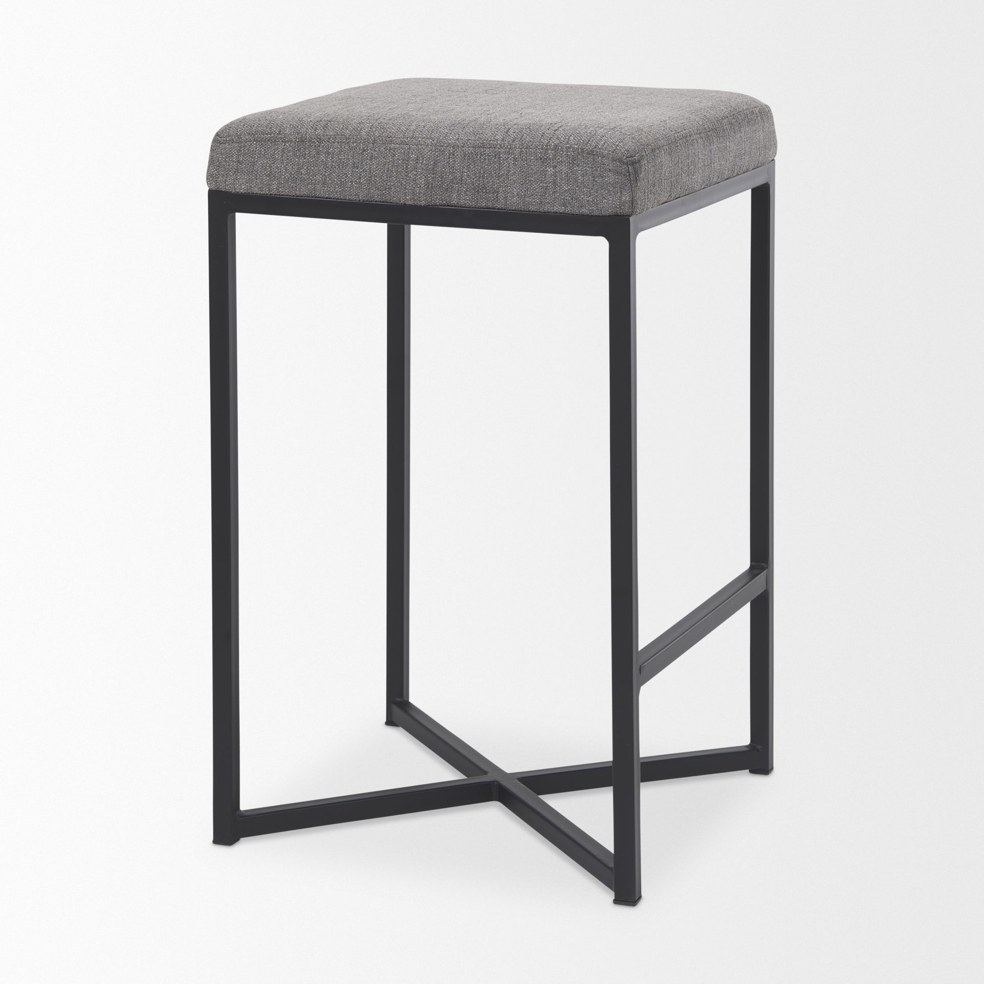 Frodo  Gray Fabric Seat with Black Iron Frame Counter Stool large image 