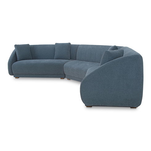 Fraser 3 Piece Modular Sectional With Wedge Slipper Deep Blue
