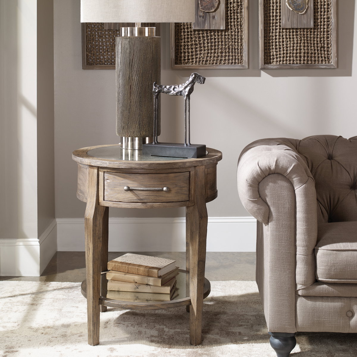 Raelynn Wood Lamp Table, Side & End Table by Uttermost, 24.5" width x 28.5" height x 24.5" depth View 2