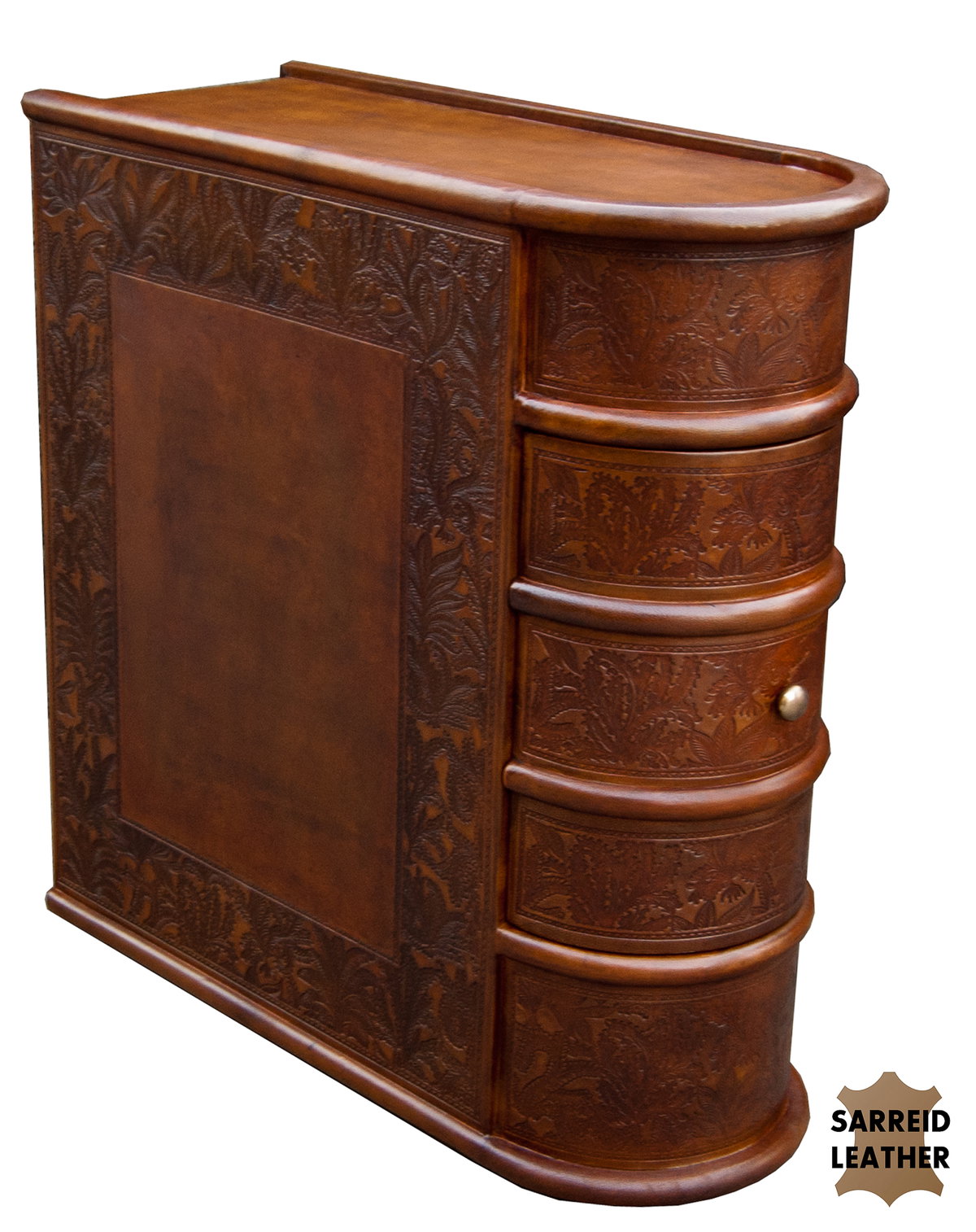 Barnes Leather Book Side Table, by Sarreid, 2' length x 10" width x 2' height View 2