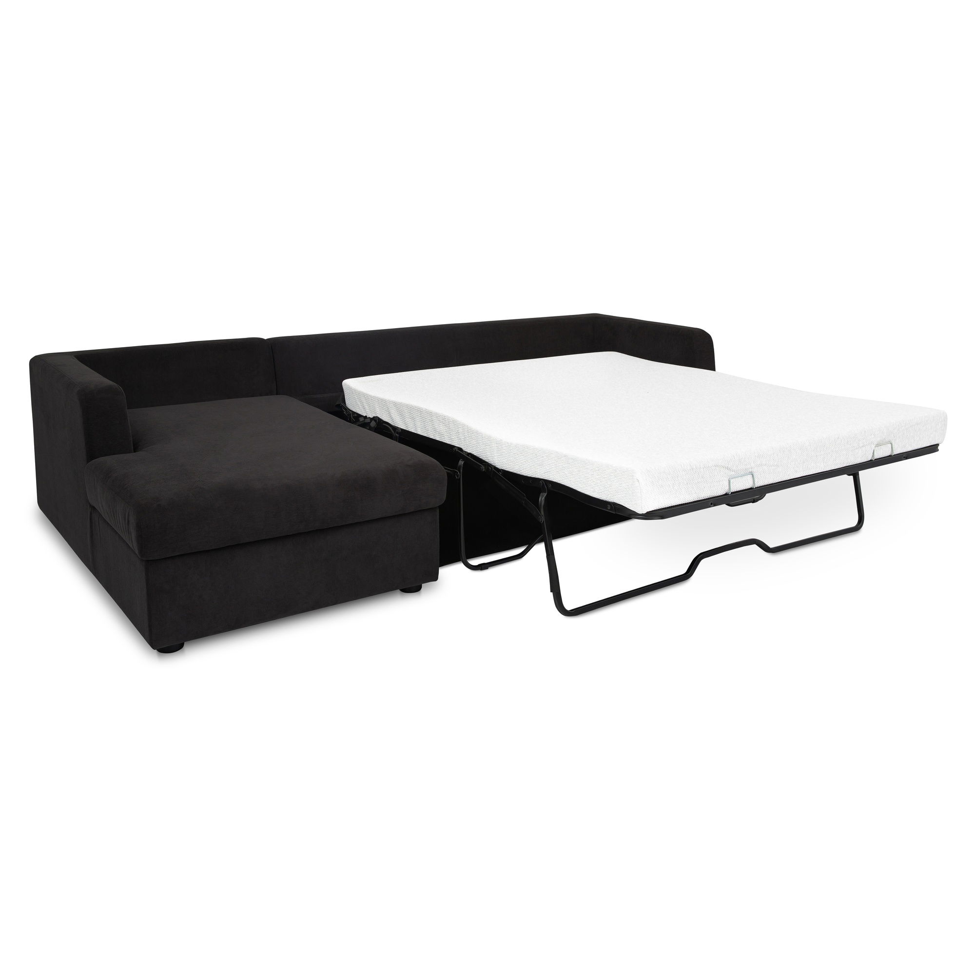 Burrow Sleeper Sectional With Storage Chaise Black Left, Sectional Sofa by Moe's Home, 115.75" width x 32.68" height x 61" depth View 2