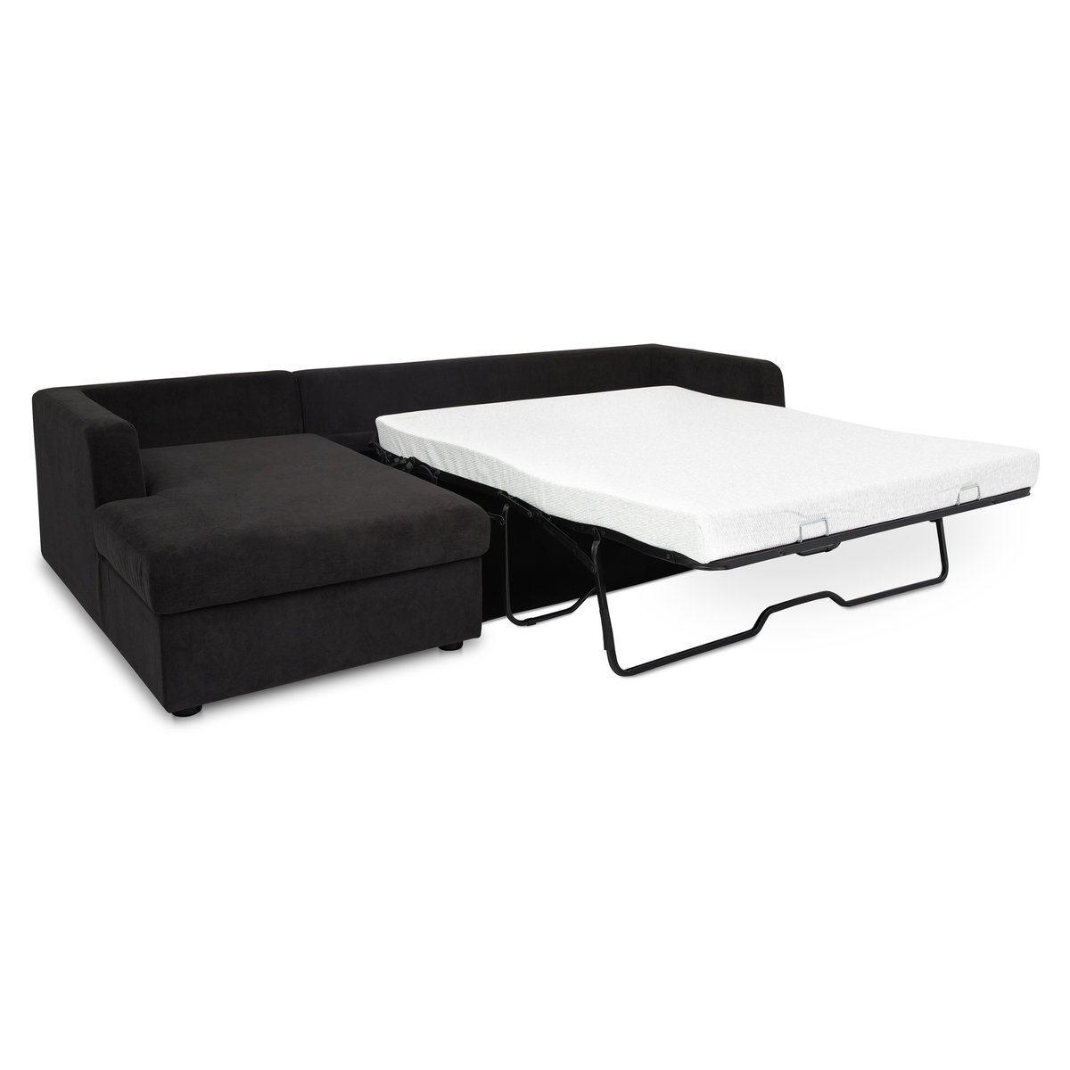 Burrow Sleeper Sectional With Storage Chaise Black Left, Sectional Sofa by Moe's Home, 115.75" width x 32.68" height x 61" depth View 2