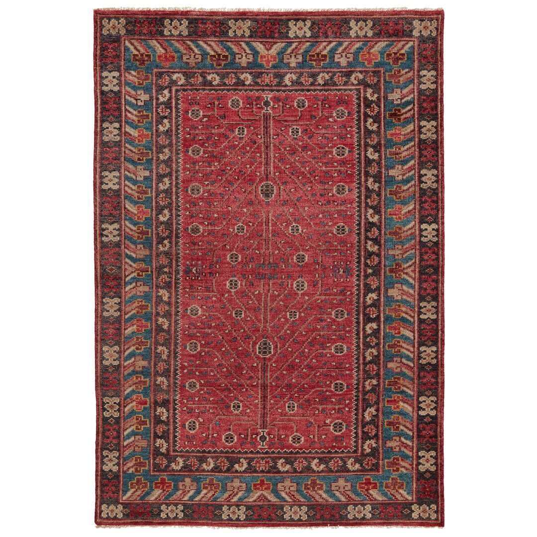 Donte Oriental Hand Knotted Wool Red Area Rug large image 