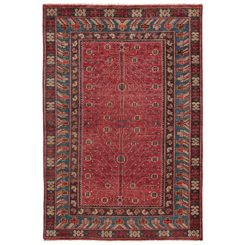 Donte Oriental Hand Knotted Wool Red Area Rug