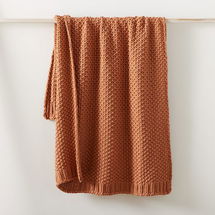 Online Designer Bedroom Chunky Cotton Knit Throw, 50"x60", Terracotta