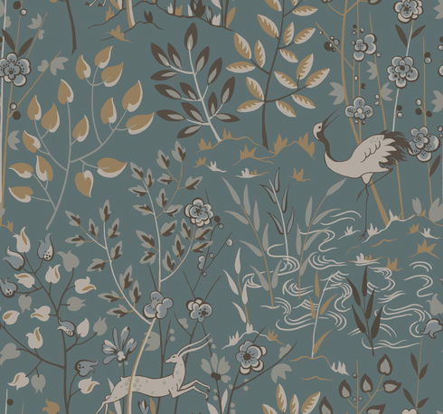 Aspen Teal & Brown Wallpaper