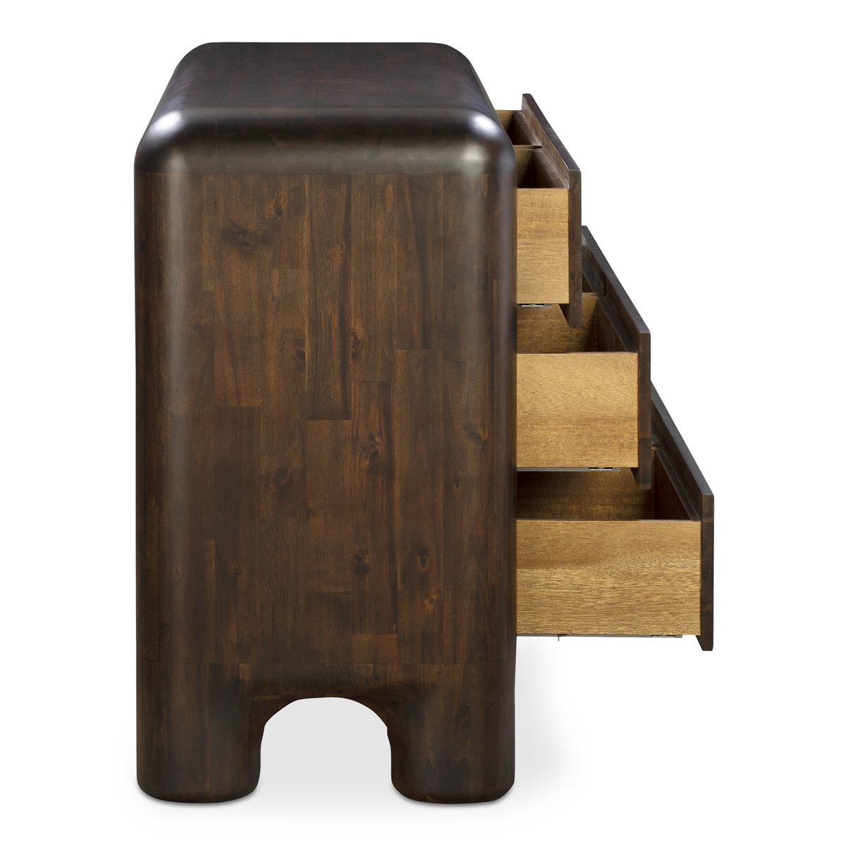 Rowan 6 Drawer Dresser Dark Brown, by Moe's Home, 58" width x 33" height x 18" depth View 7