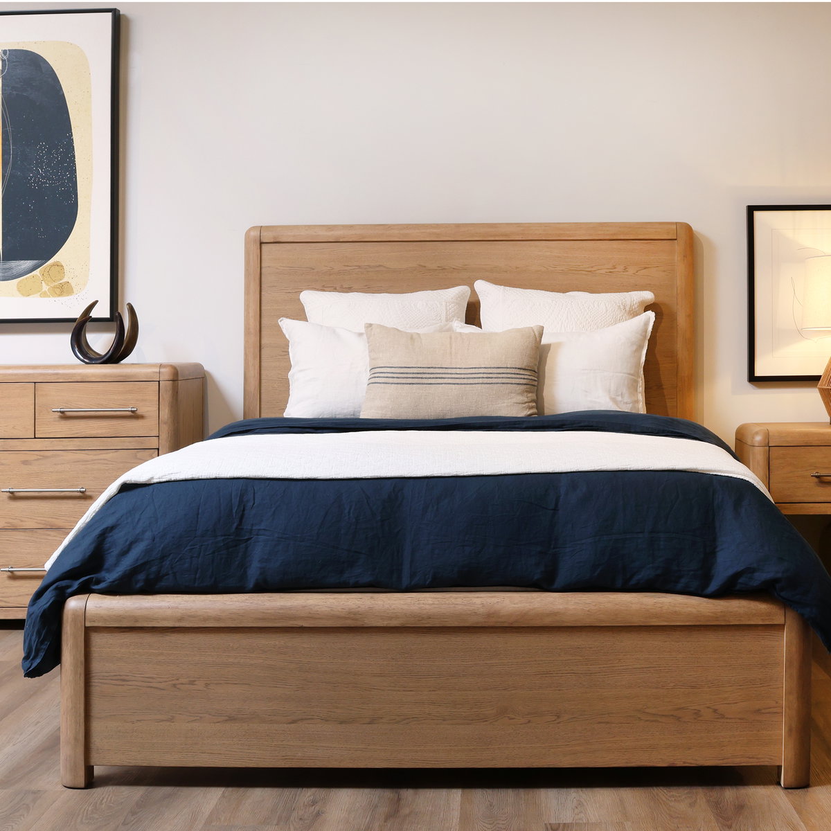Tricia Bed Queen Natural, by Dovetail, 68" width x 59" height x 86.5" depth View 7