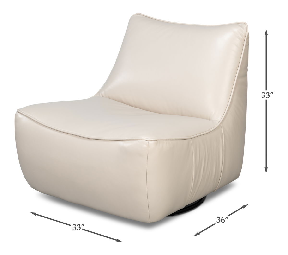 Kennett Swivel Chair Crystal White Leath, by Sarreid, 3' length x 2'9" width x 2'9" height View 12